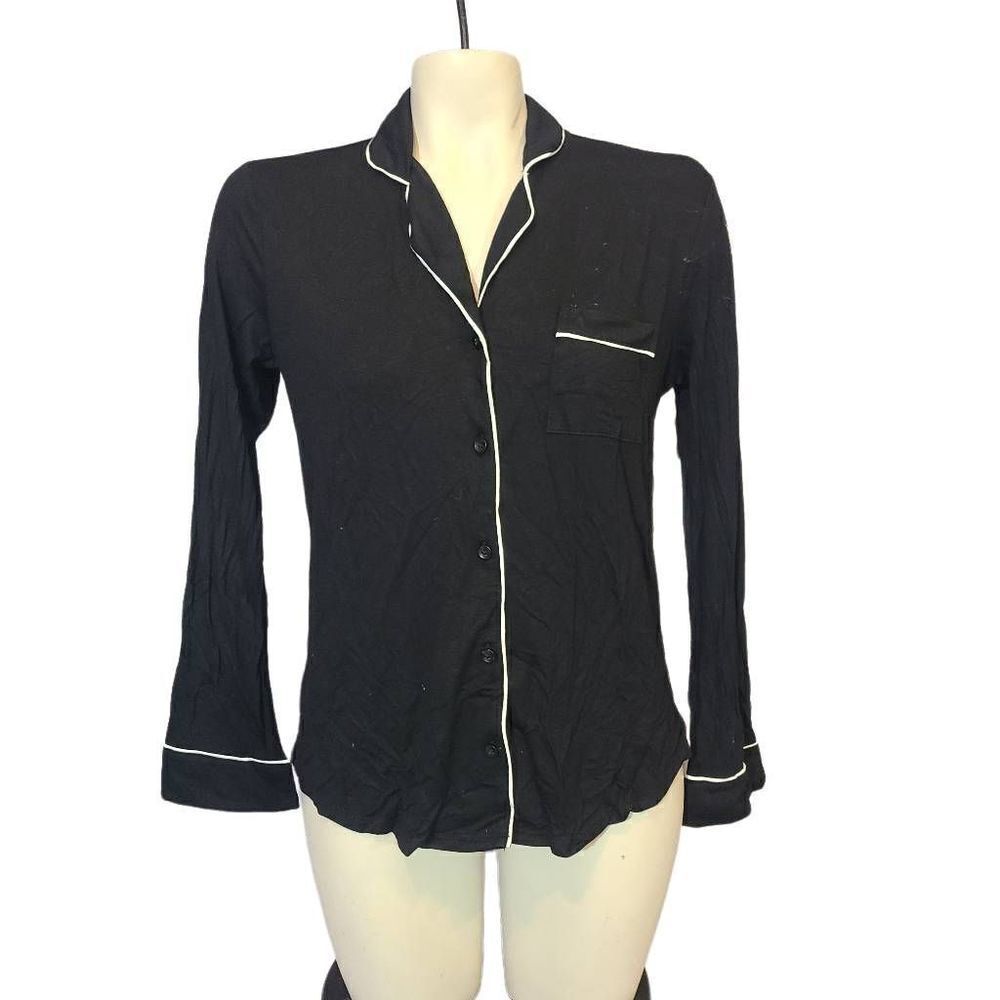 Nordstrom‎ Black Button Down Pajama Top  Size XXS